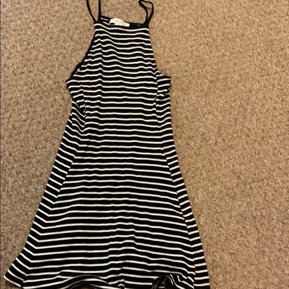 Black and white striped dress